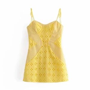 NWOT Yellow Lace Mini Dress Look Like For Love and Lemons Size S, M & L